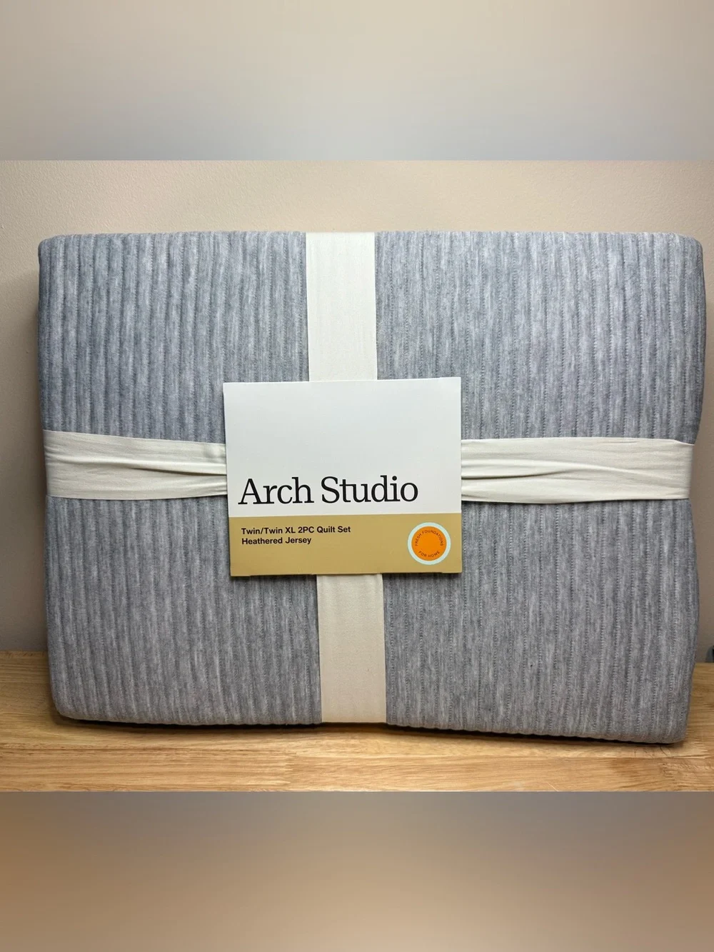 Arch Studio Jersey Quilt Set Heather Grey NWT $120